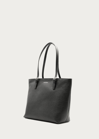 Copardo Veronica black leather tote bag side angle view