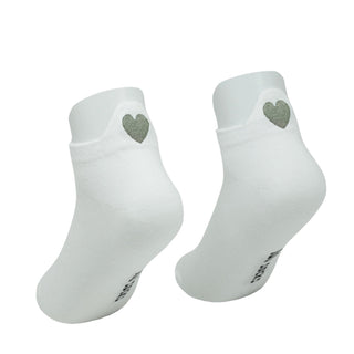LUA white ankle socks with grey heart detail pair view