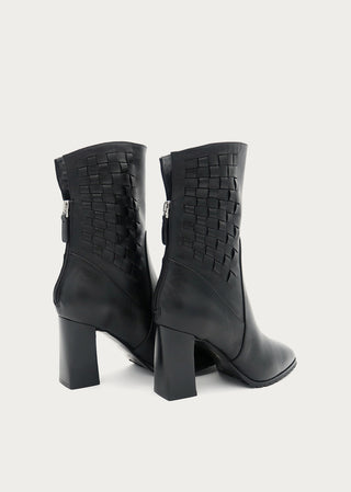 Copardo Amelie black leather boots back angle view