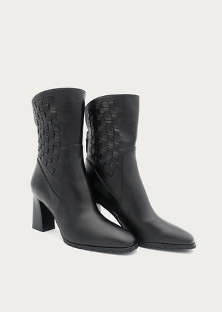 Copardo Amelie black leather boots pair angle view