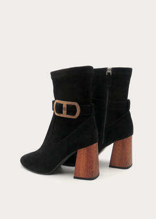 Copardo Cailin black suede leather boots back angle view