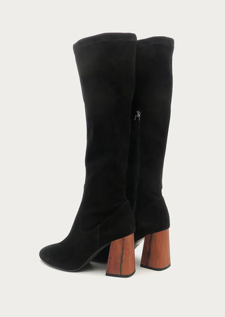 Copardo Camilla black suede leather boots back angle view