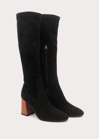 Copardo Camilla black suede leather boots pair angle view