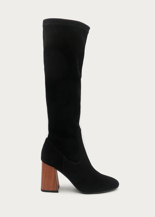 Copardo Camilla black suede leather boots side view