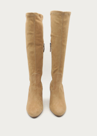 Copardo Camilla pralina suede leather boots worn on foot lifestyle view