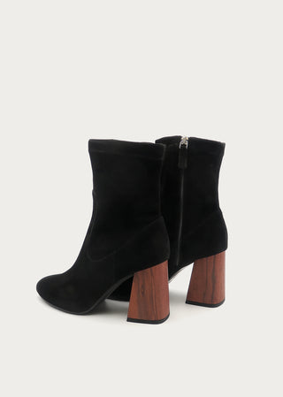Copardo Camilla black suede leather boots back angle view