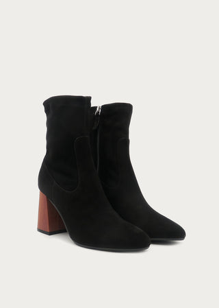 Copardo Camilla black suede leather boots pair angle view