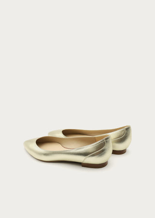 Copardo Emilia soft gold leather ballerinas back angle view