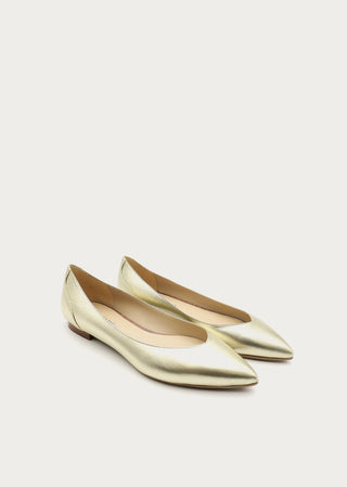 Copardo Emilia soft gold leather ballerinas pair angle view