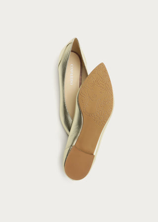 Copardo Emilia soft gold leather ballerinas sole view