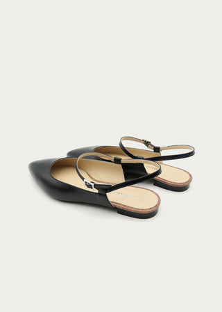 Copardo Emma black leather sling ballerinas back angle view
