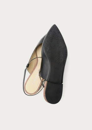 Copardo Emma black leather sling ballerinas sole view