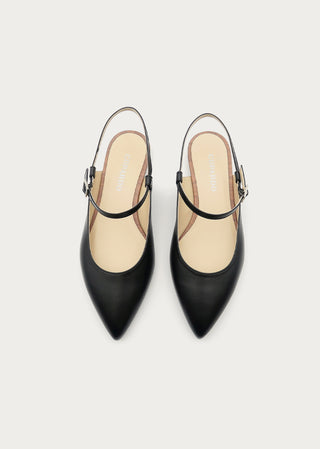 Copardo Emma black leather sling ballerinas top view