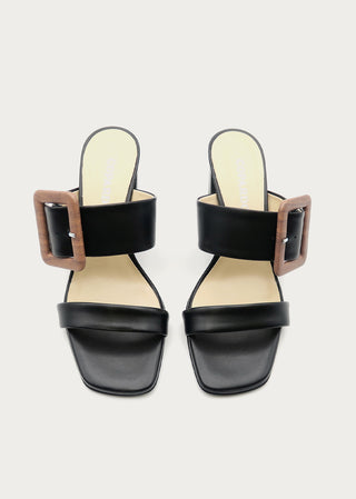 Copardo Idalia black leather heeled sandals top view