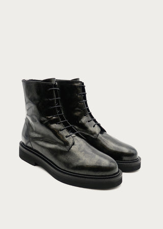 Copardo Joana black brushed leather boots pair angle view