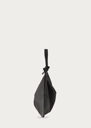 KYAGE black nappa leather hobo bag profile view