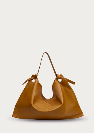 KYAGE biscotto leather hobo bag back view