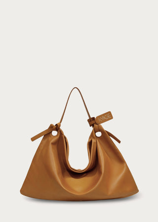 KYAGE biscotto leather hobo bag front view