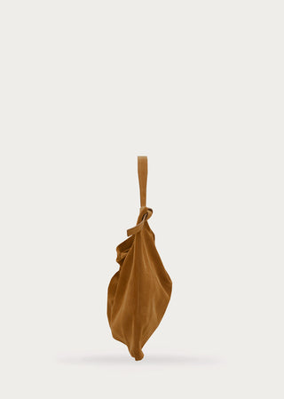 KYAGE biscotto suede leather hobo bag side view
