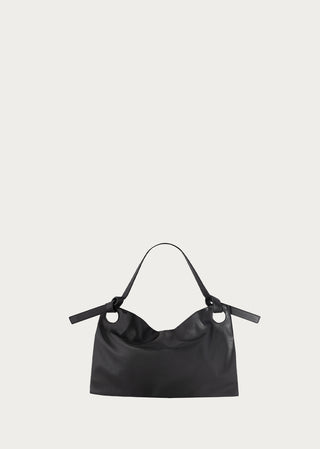 KYAGE black leather hobo mini bag back  view