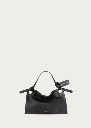 KYAGE black leather hobo mini bag front  view
