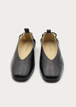 Copardo Lena black leather ballerinas front view