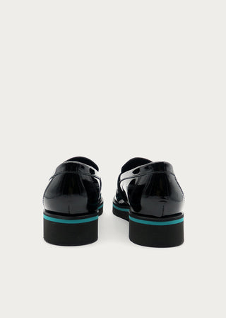 Copardo Maja black patent leather loafers back view