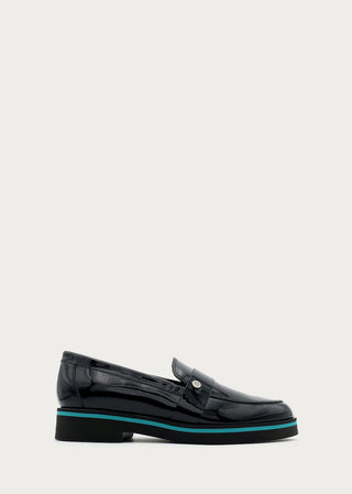 Copardo Maja black patent leather loafers side view