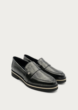 Copardo Maja black magic leather loafers pair angle view