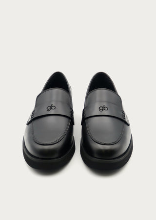 Copardo Mila black leather loafers front view