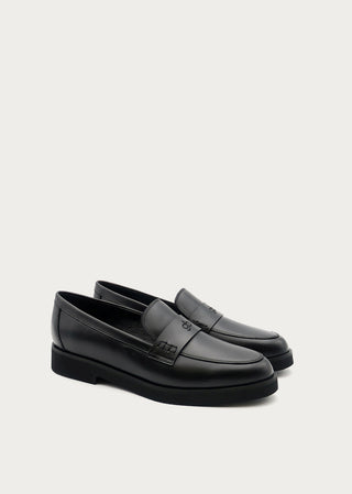 Copardo Mila black leather loafers pair angle view