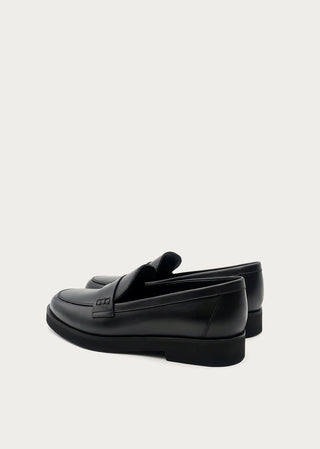 Copardo Mila black leather loafers side angle view