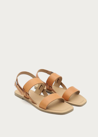 Copardo tan leather sandals pair angle view
