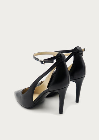 Copardo Sara black leather sling pumps back angle view