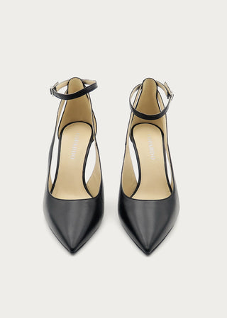 Copardo Sara black leather sling pumps front view