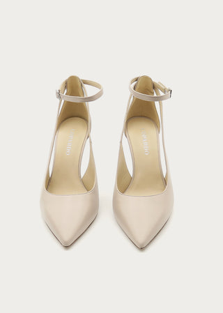 Copardo Sara sand leather sling pumps front view