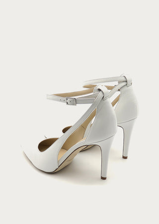 Copardo Sara white leather sling pumps back angle view