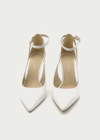 Copardo Sara white leather sling pumps front view