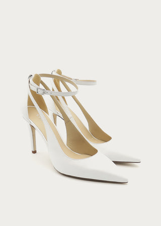 Copardo Sara white leather sling pumps pair angle view