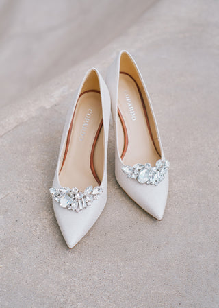 Selina crystal brooch on pumps lifestyle view