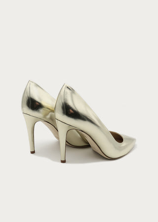 Copardo Sophie gold leather pumps back angle view