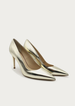 Copardo Sophie gold leather pumps pair angle view
