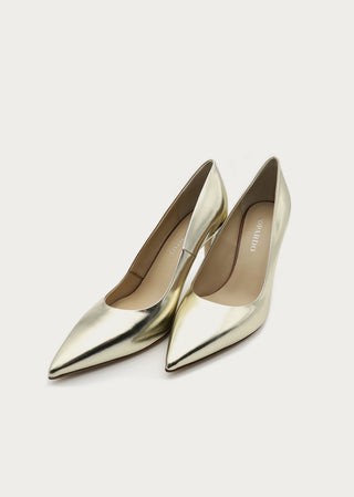 Copardo Sophie gold leather pumps front view