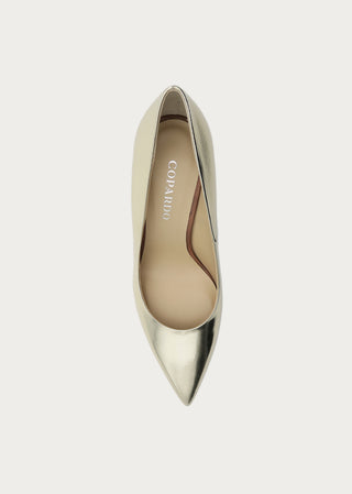 Copardo Sophie gold leather pumps top view