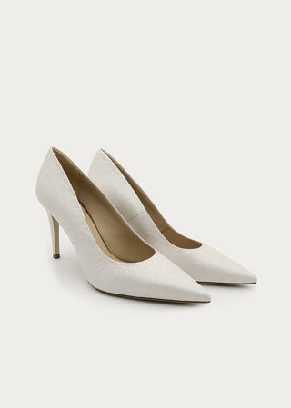Copardo Sophie pineapple leather pumps pearl back angle view