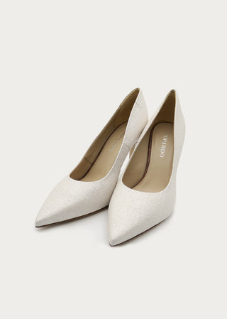 Copardo Sophie pineapple leather pumps pearl pair angle view