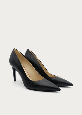 Copardo Sophie pineapple leather pumps black front angle view