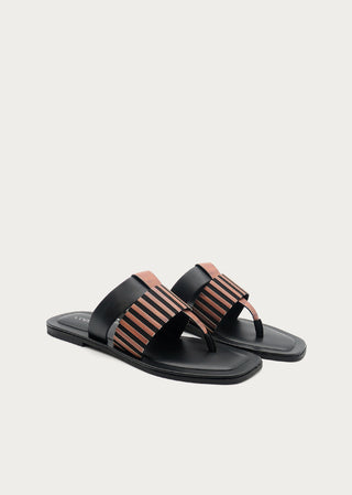 Copardo Tess black leather sandals pair angle view