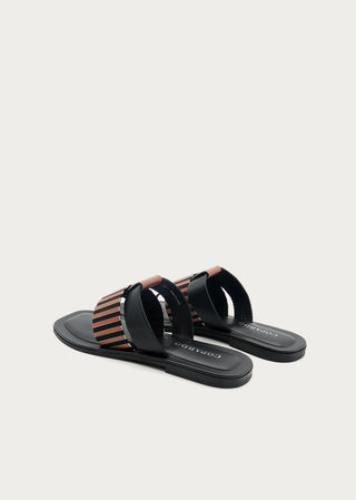 Copardo Tess black leather sandals back angle view