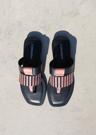 Copardo Tess black leather sandals top view